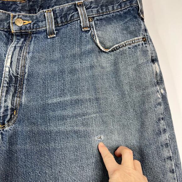 Carhartt Relaxed Fit Jeans Mens 46x32 Distressed Medium Wash Cotton Denim Grunge - Picture 3 of 11